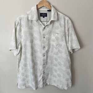 Nat Nast Luxury Originals Silk Cotton Shirt Men L Light Green Print Short Sleeve